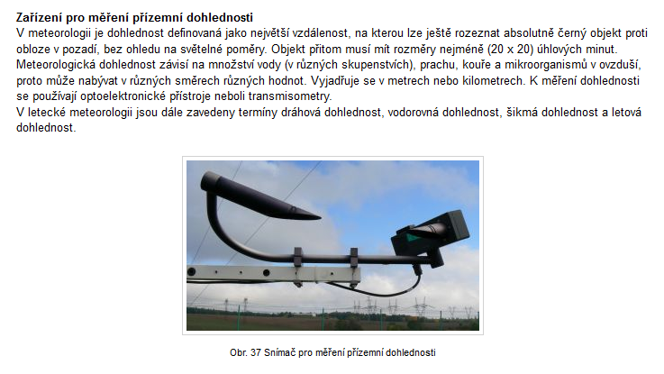 Snímač pro měření dohledové vzdálenosti a jeho popis